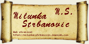 Milunka Štrbanović vizit kartica